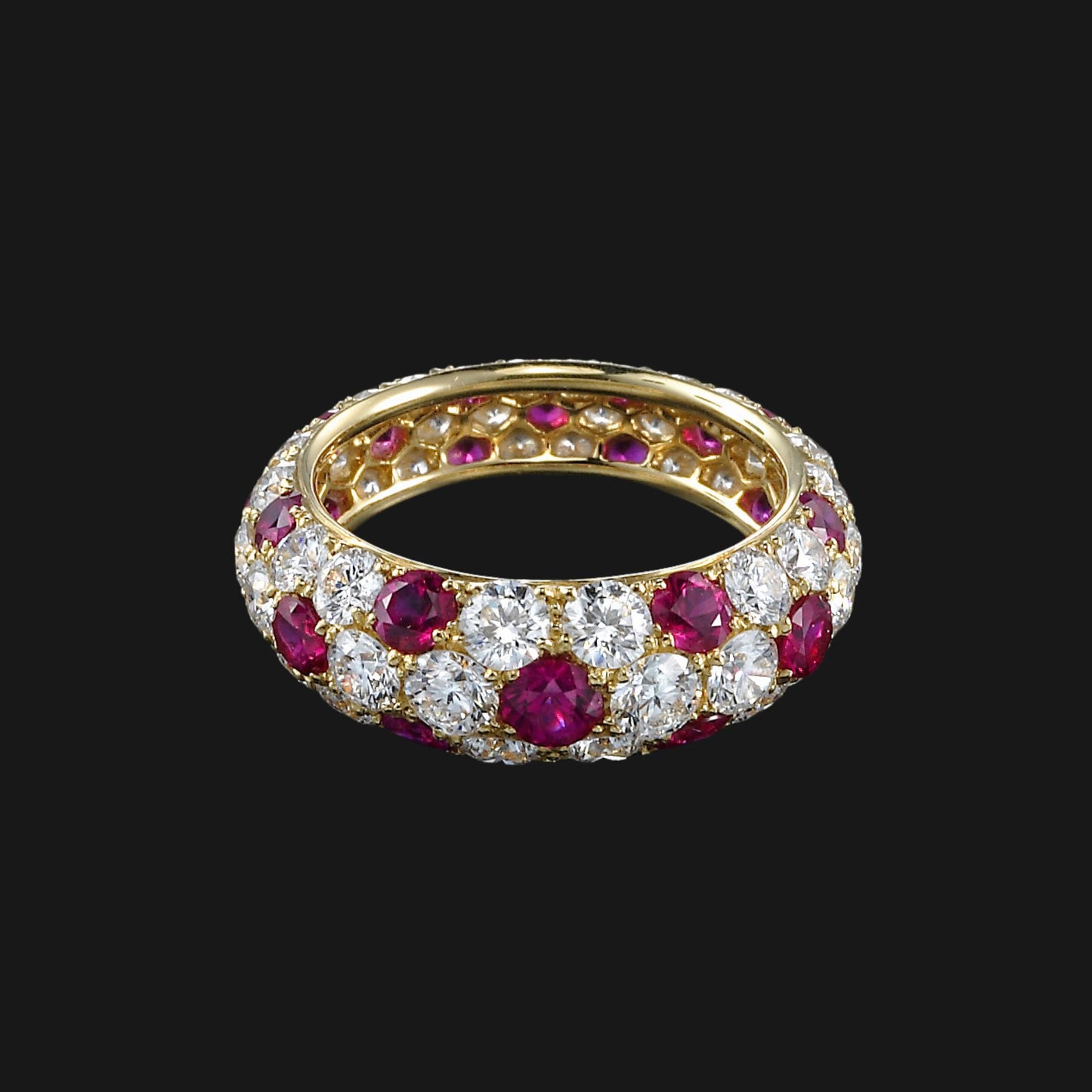 Ruby diamond full eternity pave ring