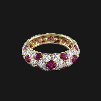 Ruby diamond full eternity pave ring