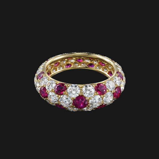 Ruby diamond full eternity pave ring