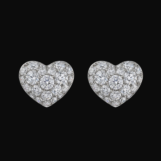 Diamond heart pave earrings