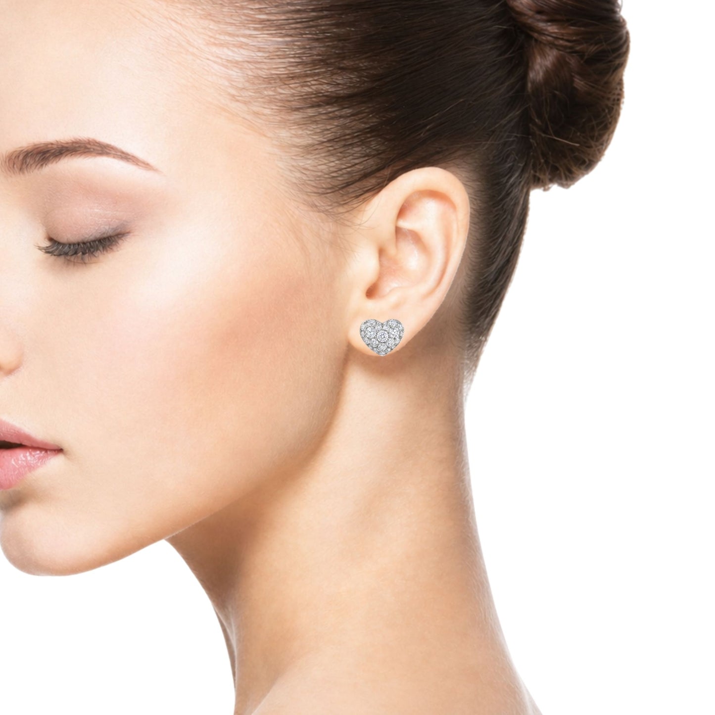 Diamond heart pave earrings