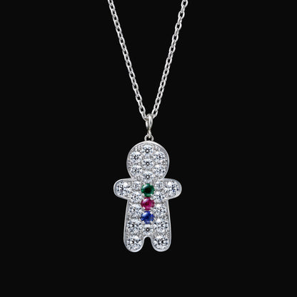 Diamond gingerbread man pendant