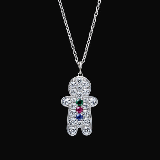 Diamond gingerbread man pendant