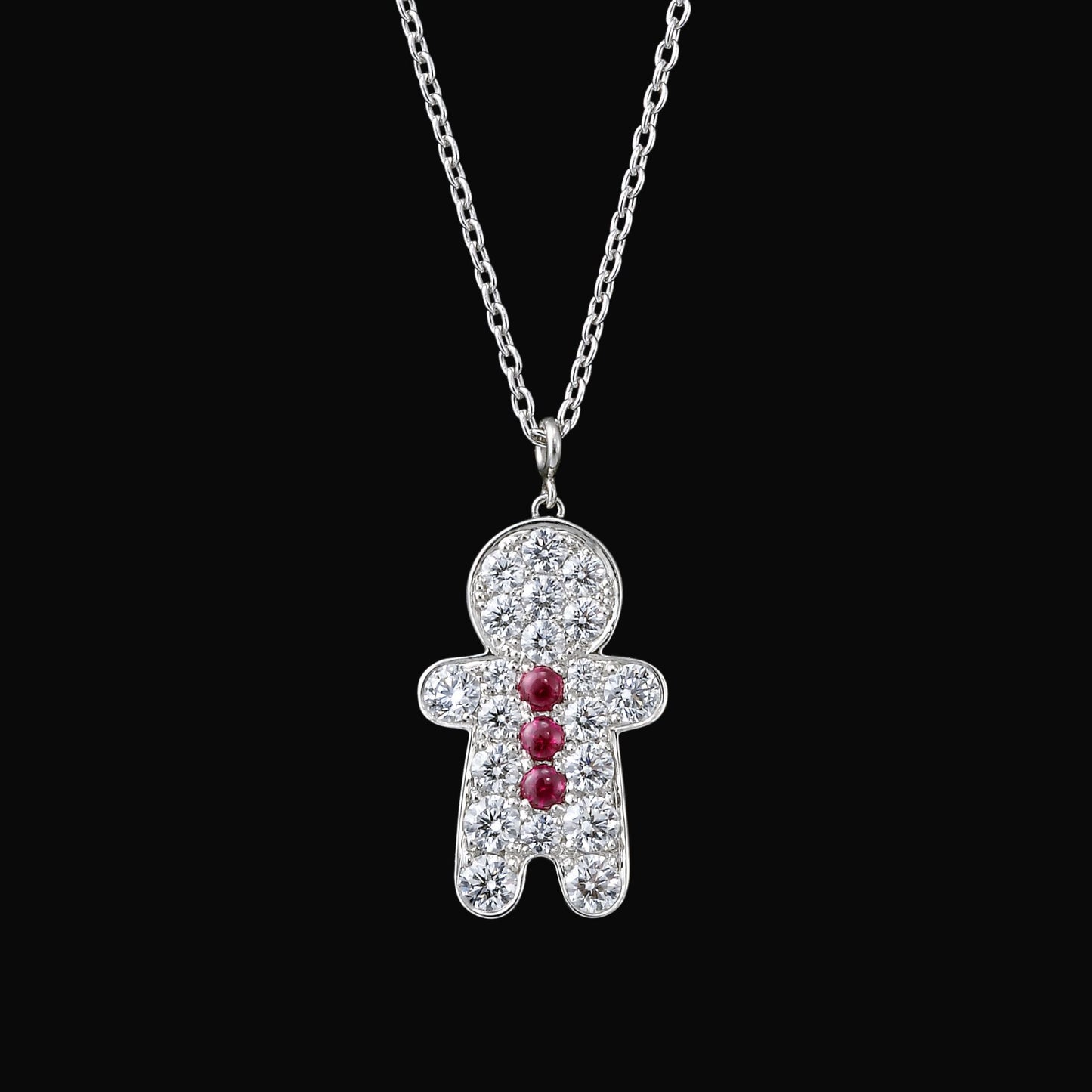 Diamond gingerbread man pendant