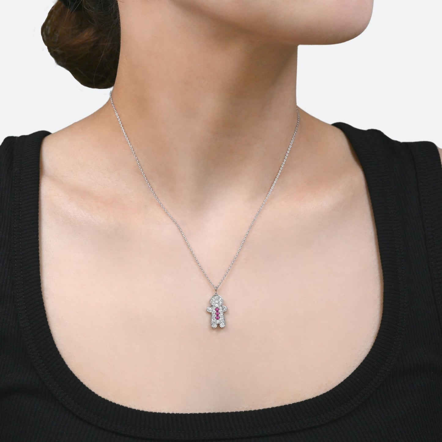 Diamond gingerbread man pendant