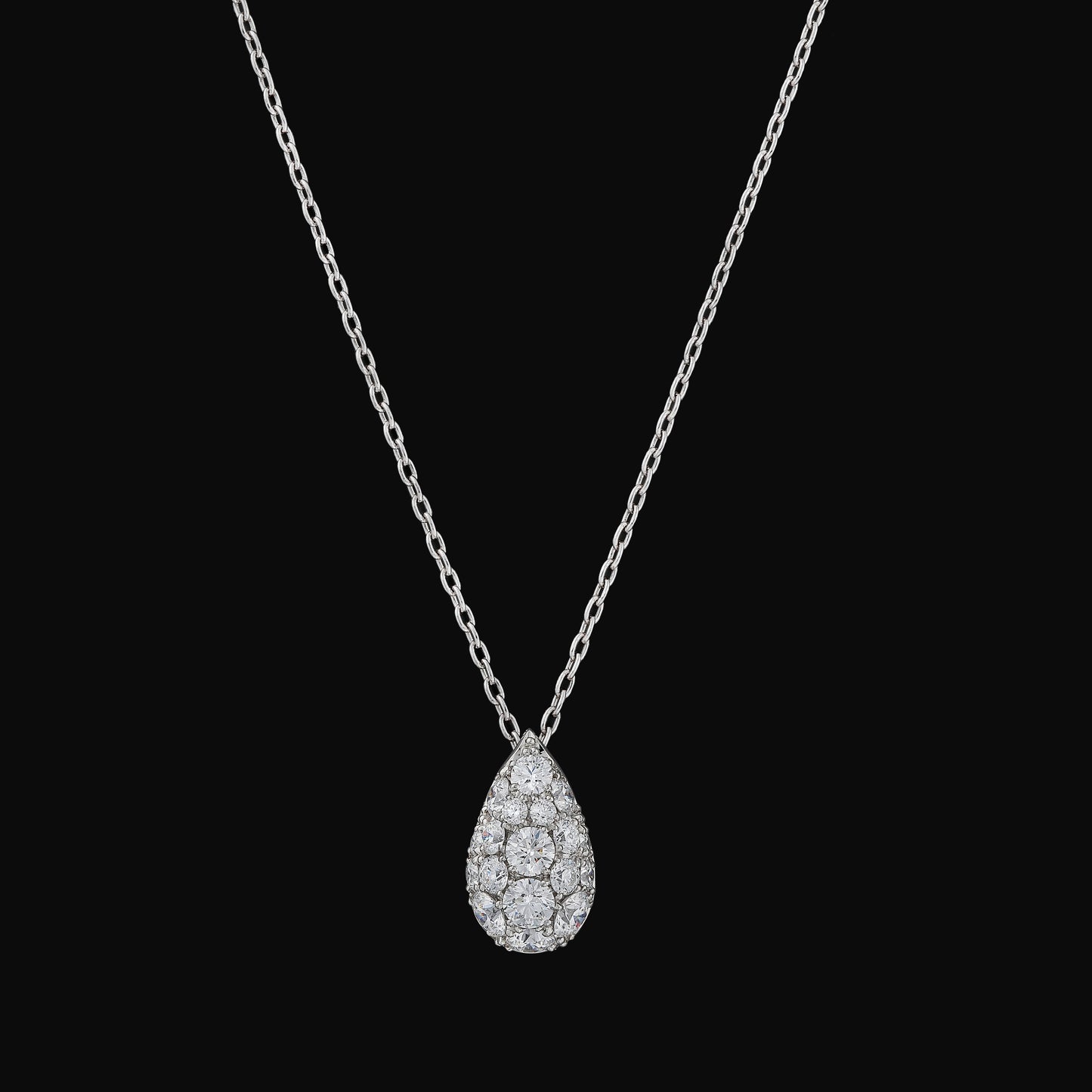 Diamond teardrop pave pendant