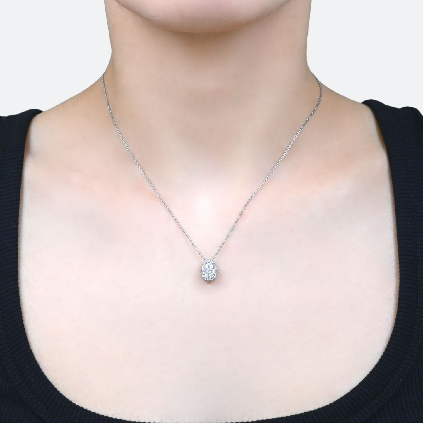 Ovum diamond pave pendant