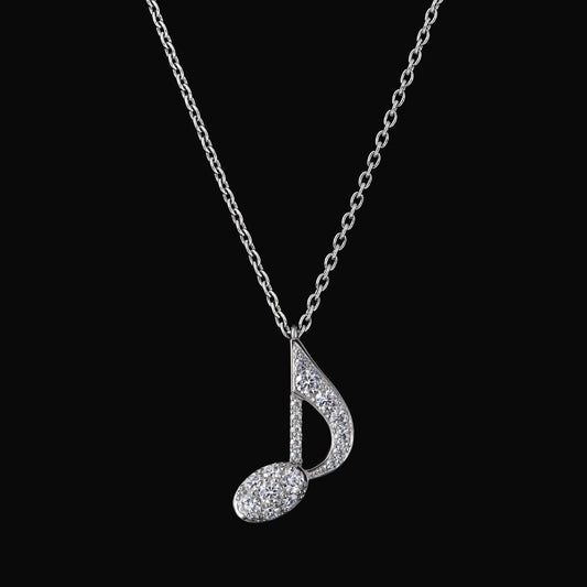 Diamond eighth note pave pendant