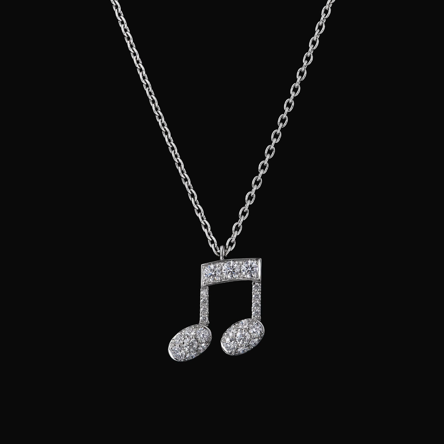 Diamond beamed eighth note pave pendant