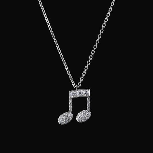 Diamond beamed eighth note pave pendant