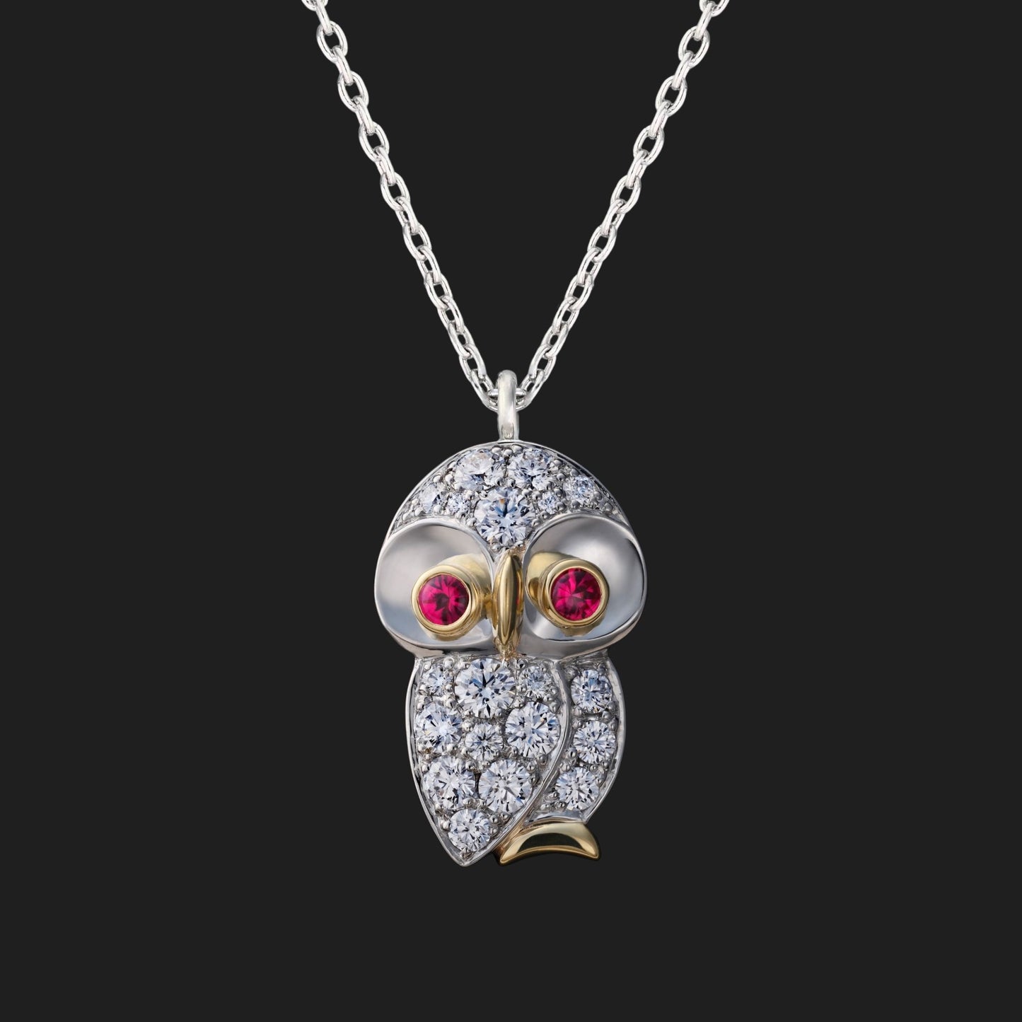 Diamond owl pendant