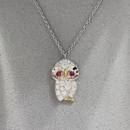 Diamond owl pendant