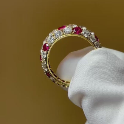 Ruby diamond full eternity pave ring