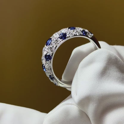 Sapphire diamond pave ring